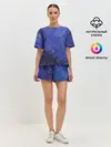 Женская пижама с шортами / Синие акварельные мазки