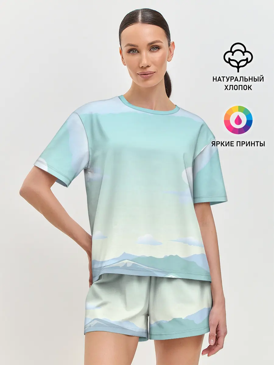 Женская пижама с шортами / Чистая природа