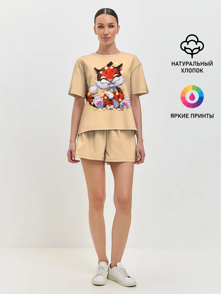 Женская пижама с шортами / Новогодний тигрёнок