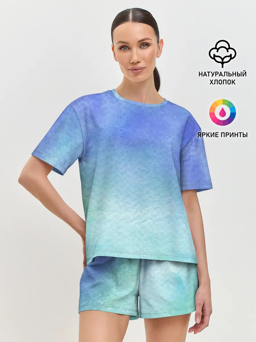 Женская пижама с шортами / Небесная синева