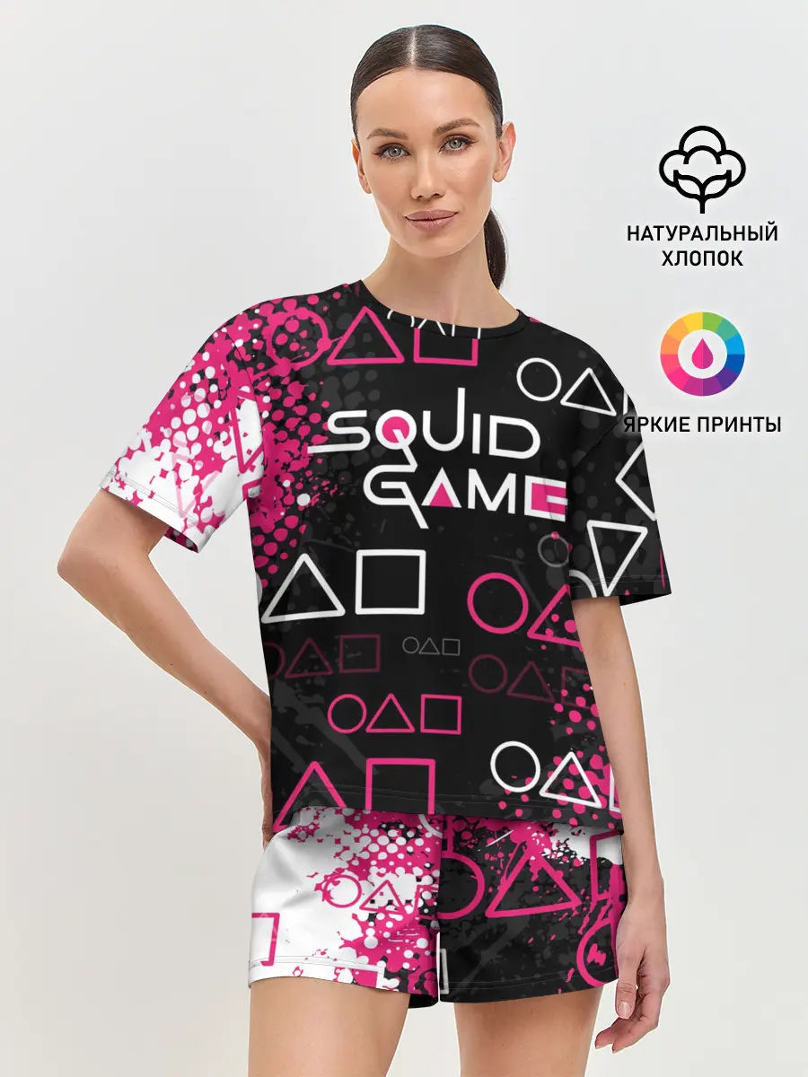 Женская пижама с шортами / ИГРА В КАЛЬМАРА / ГРАНЖ ЛОГО