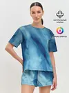 Женская пижама с шортами / Голубой мрамор