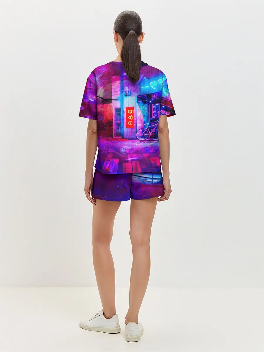 Женская пижама с шортами / Zero Two в неоновом городе