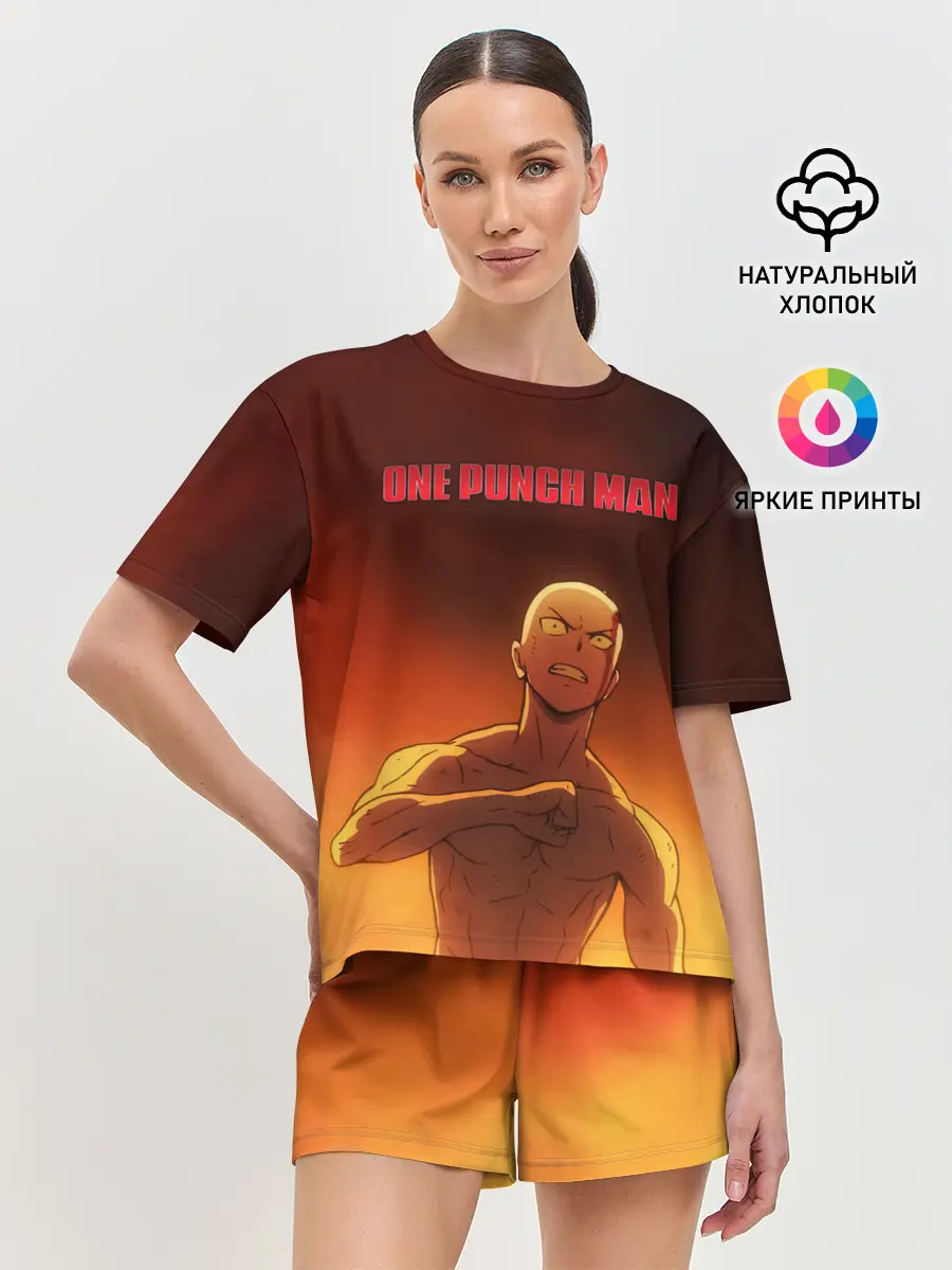 Женская пижама с шортами / Сайтама в огне One Punch-Man