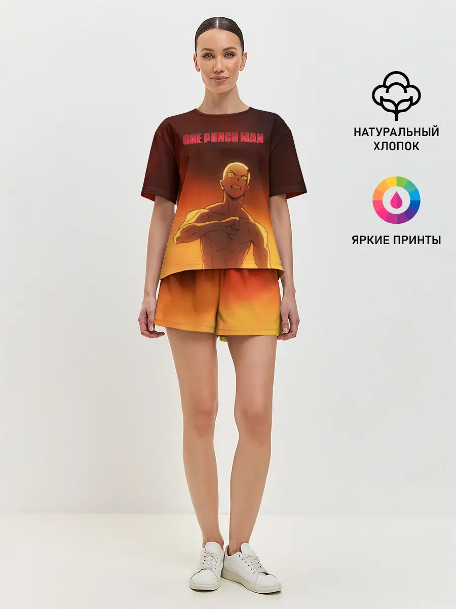 Женская пижама с шортами / Сайтама в огне One Punch-Man