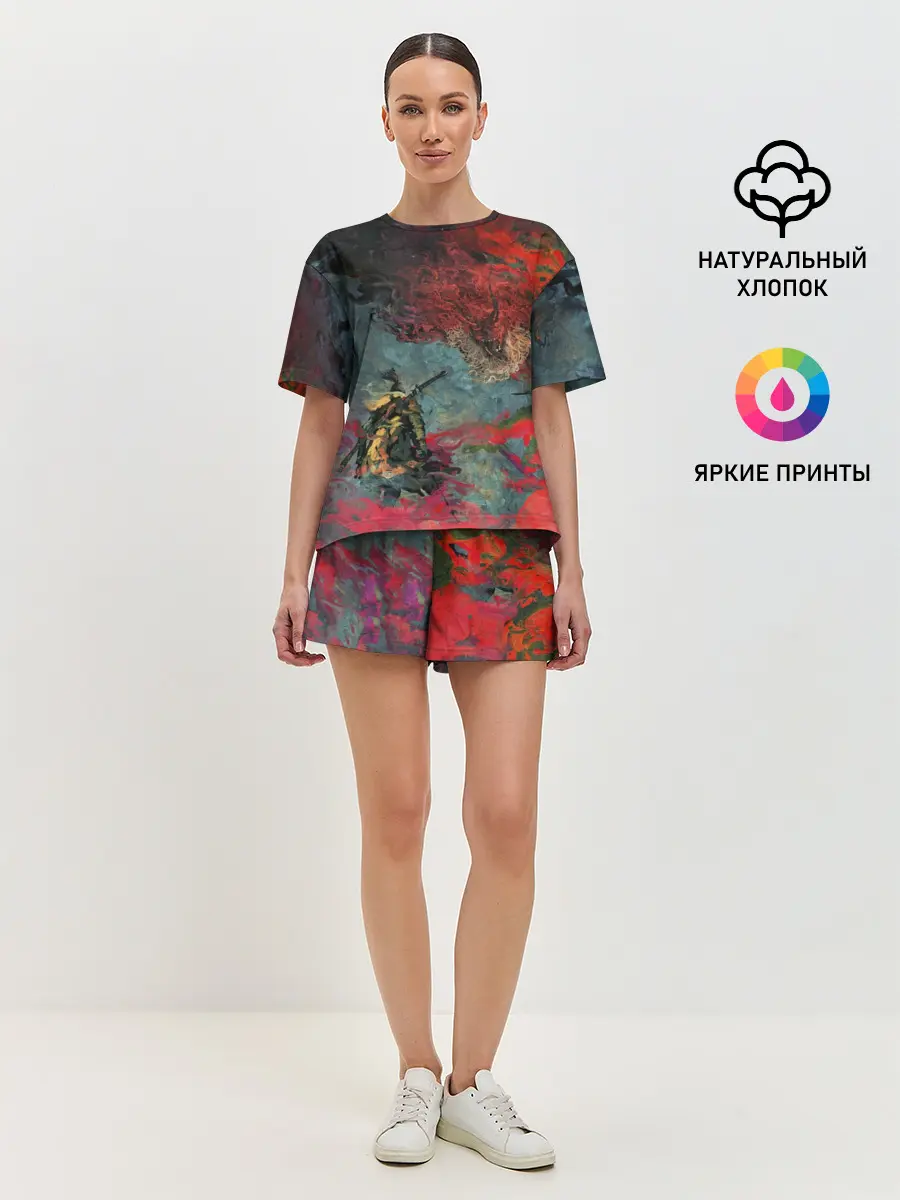 Женская пижама с шортами / Sekiro Самурай против дракона