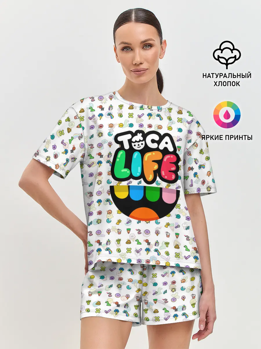 Женская пижама с шортами / Toca Boca | Тока Бока | Паттерн