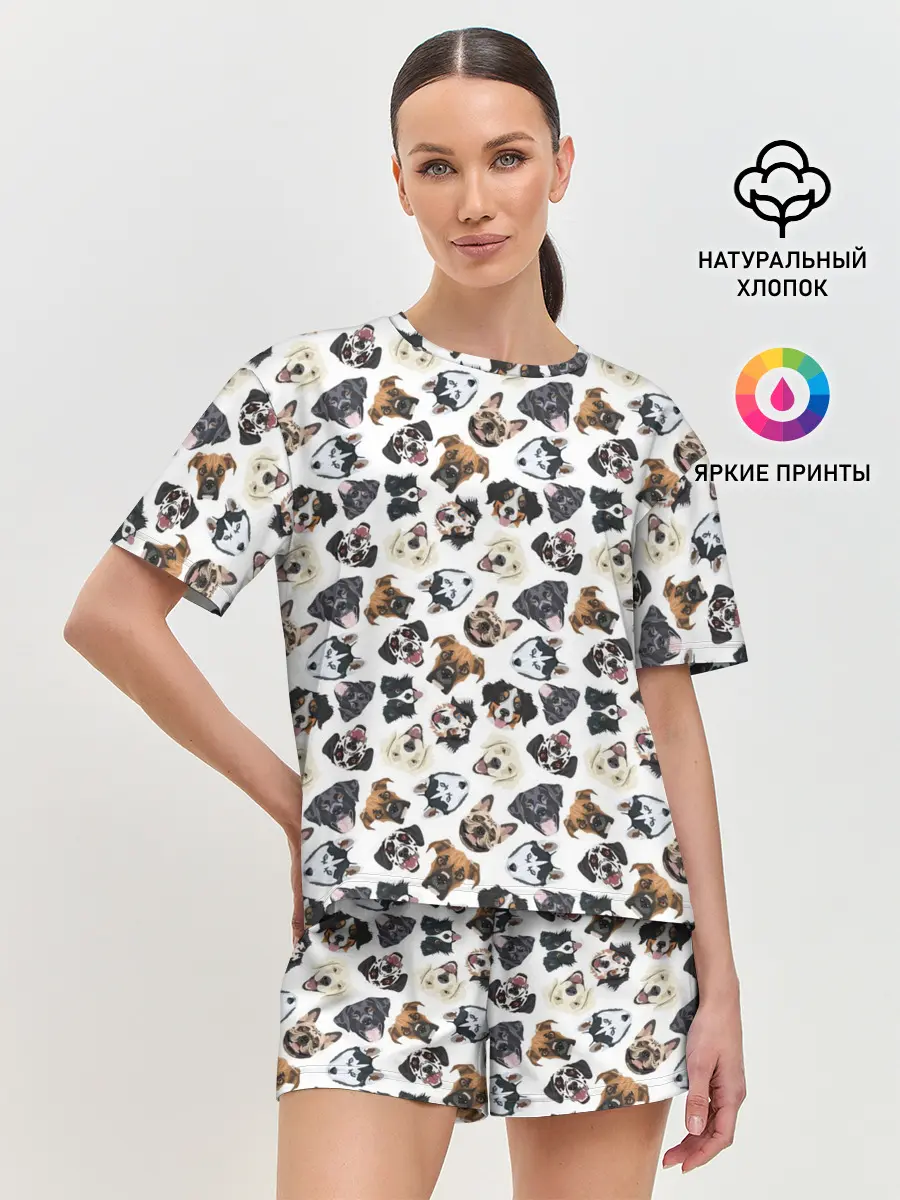 Женская пижама с шортами / Разные Породы Собак