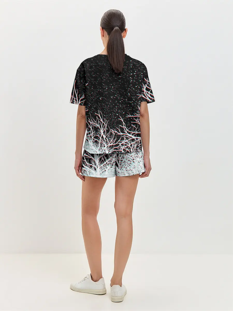 Женская пижама с шортами / СИРЕНОГОЛОВЫЙ ГЛИТЧ ЛЕС, КОСМОС