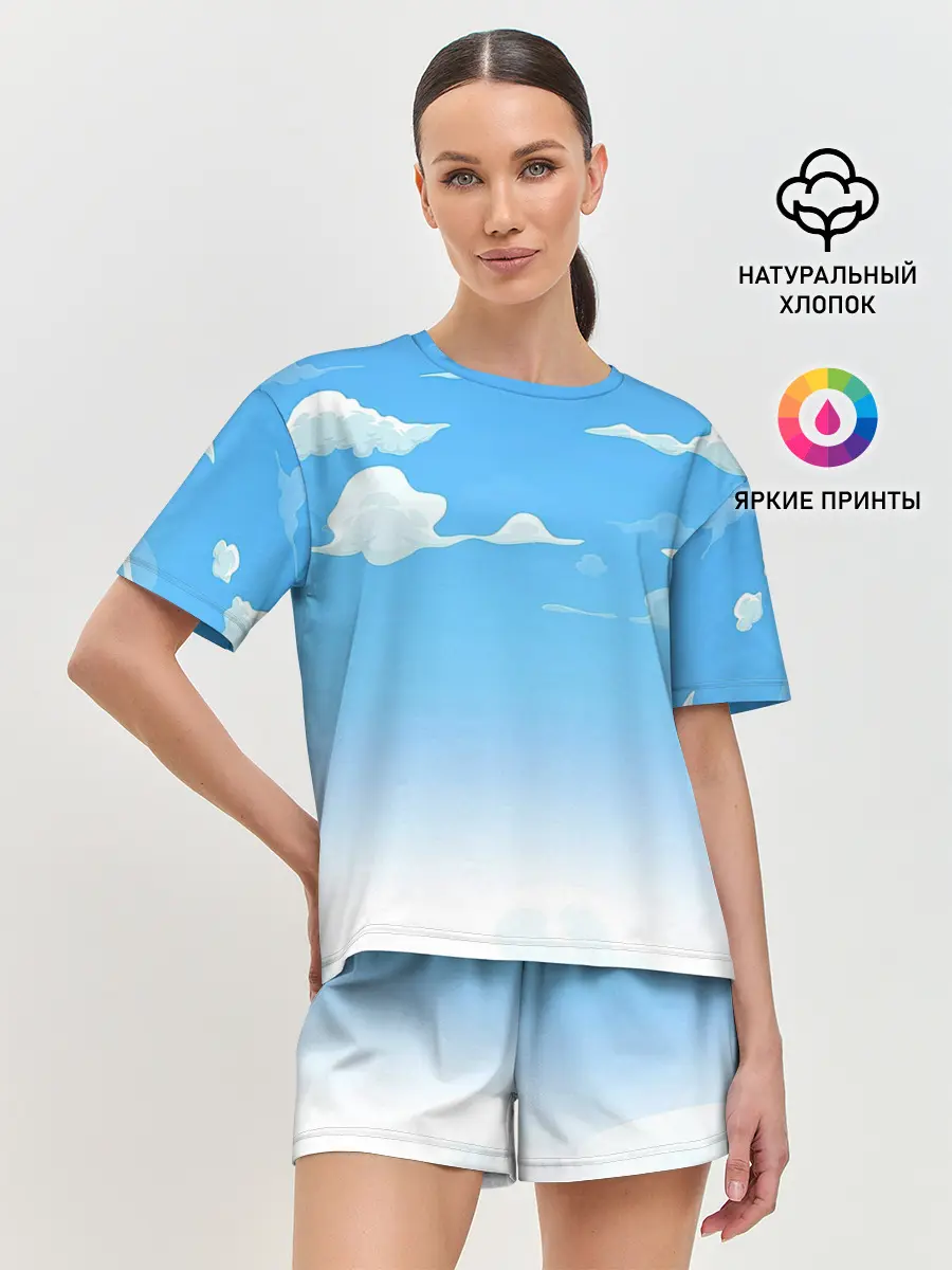 Женская пижама с шортами / Летнее небо