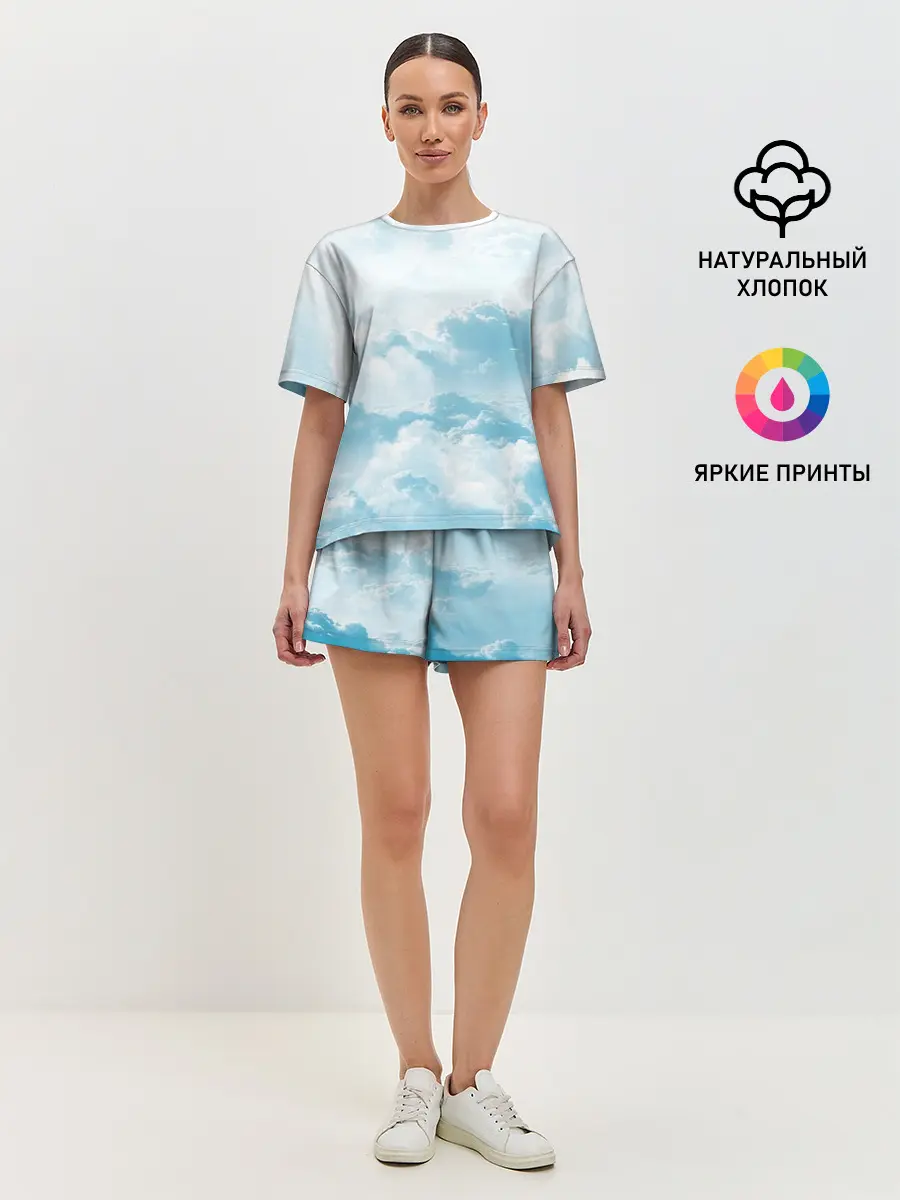 Женская пижама с шортами / Плотные облака