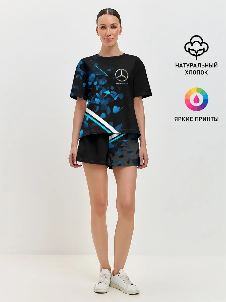 Женская пижама с шортами / Mercedes AMG | Осколки стекла