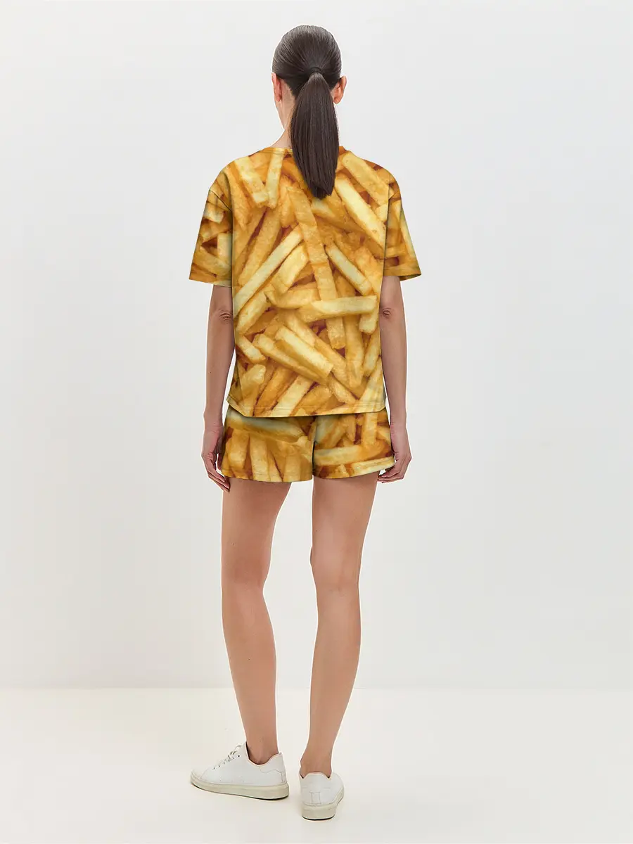 Женская пижама с шортами / Картошка фри/Фастфуд