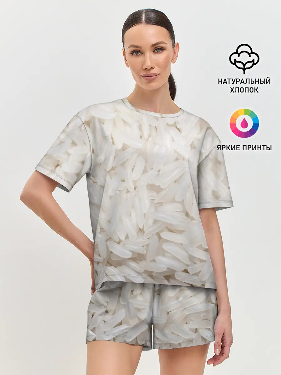 Женская пижама с шортами / Рис/еда