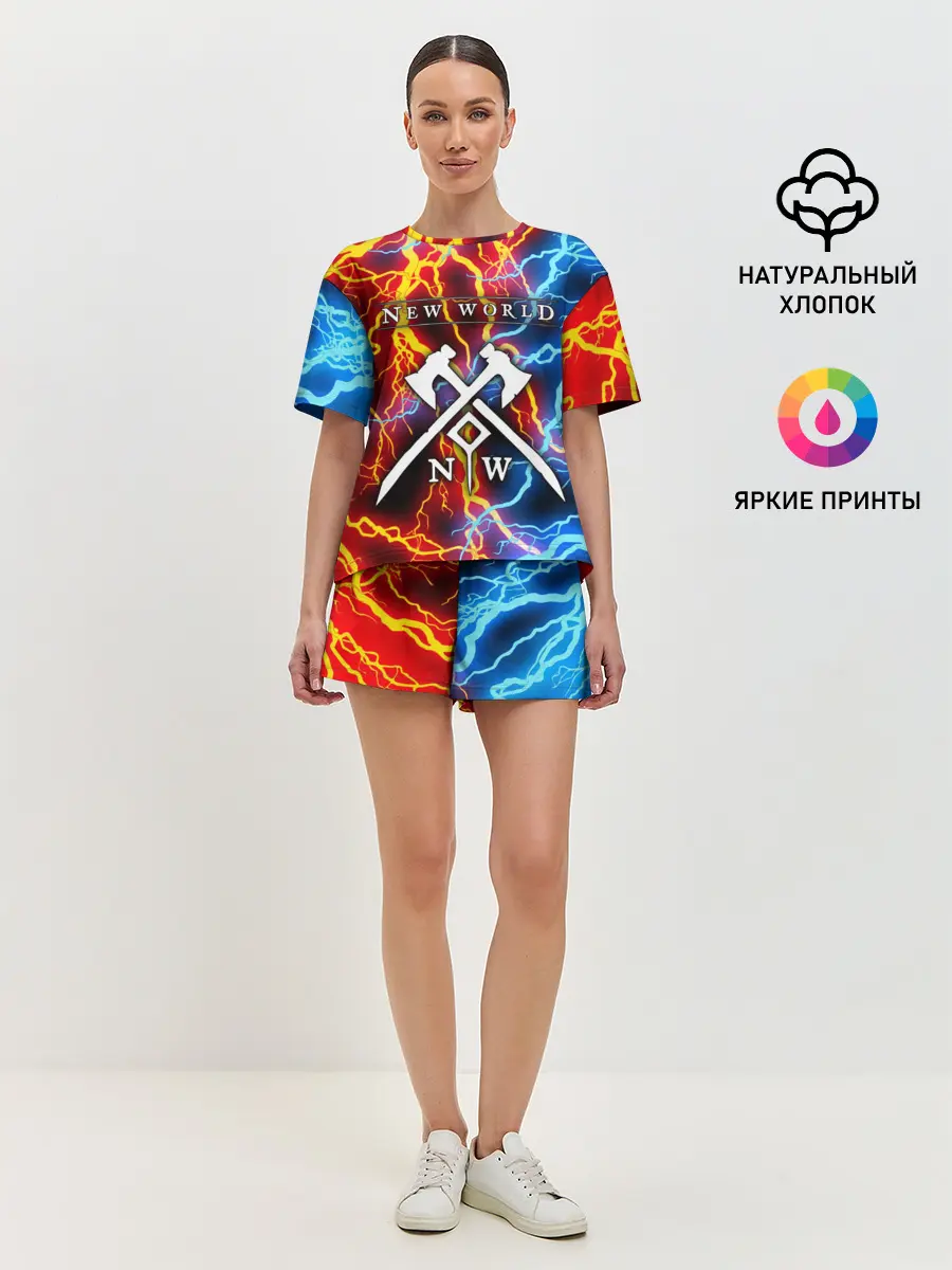Женская пижама с шортами / NEW WORLD / НЬЮ ВОРЛД / МОЛНИИ