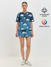 Женская пижама с шортами / Облака в очереди