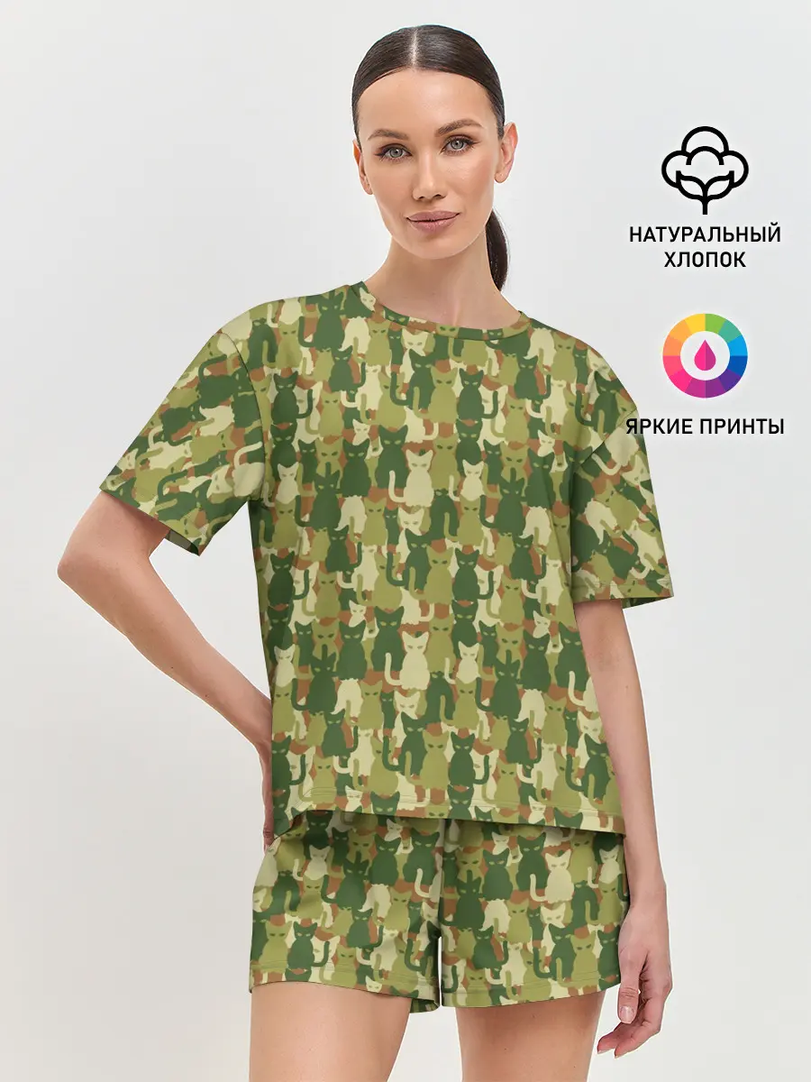 Женская пижама с шортами / Кошки