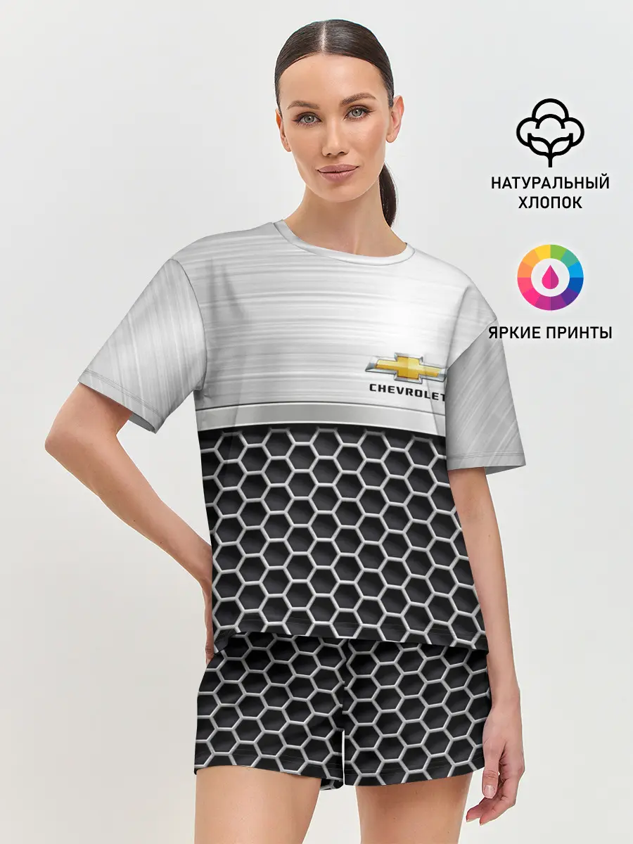 Женская пижама с шортами / Шевроле | Стальная решетка