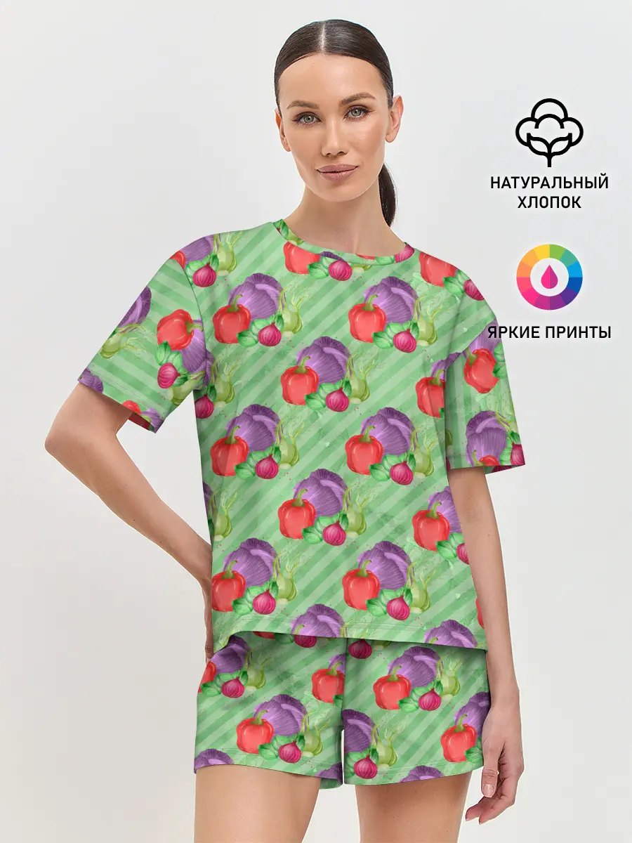 Женская пижама с шортами / Vegan | Огород