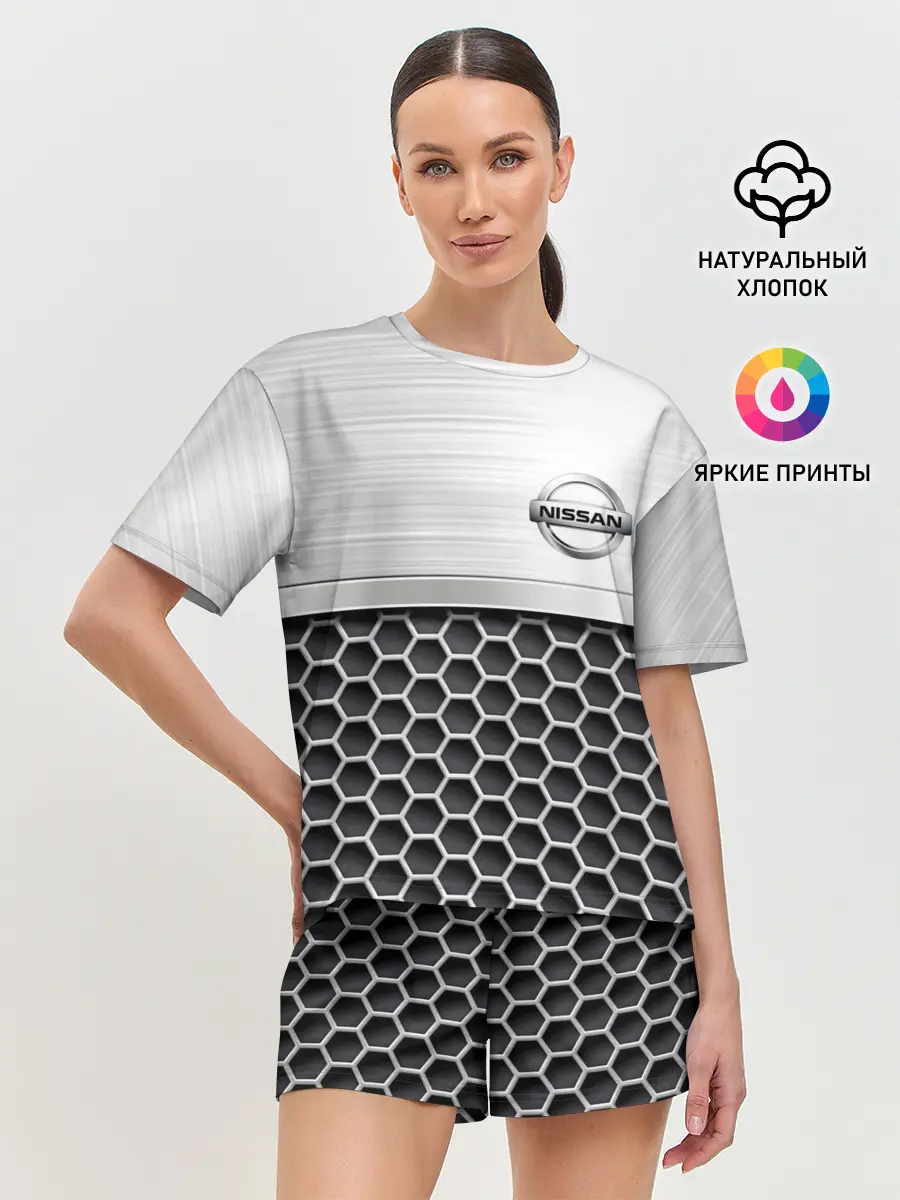 Женская пижама с шортами / Nissan | Стальная решетка