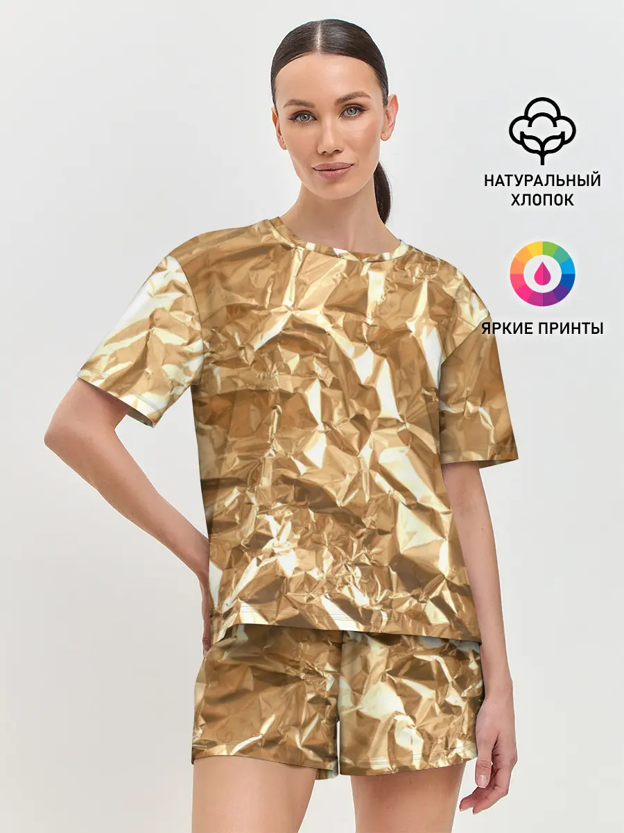 Женская пижама с шортами / Мятая Фольга