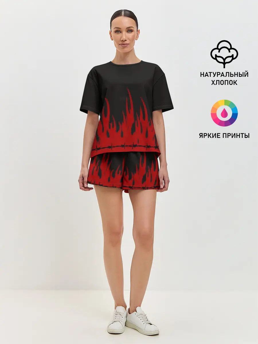 Женская пижама с шортами / Pixel Fire