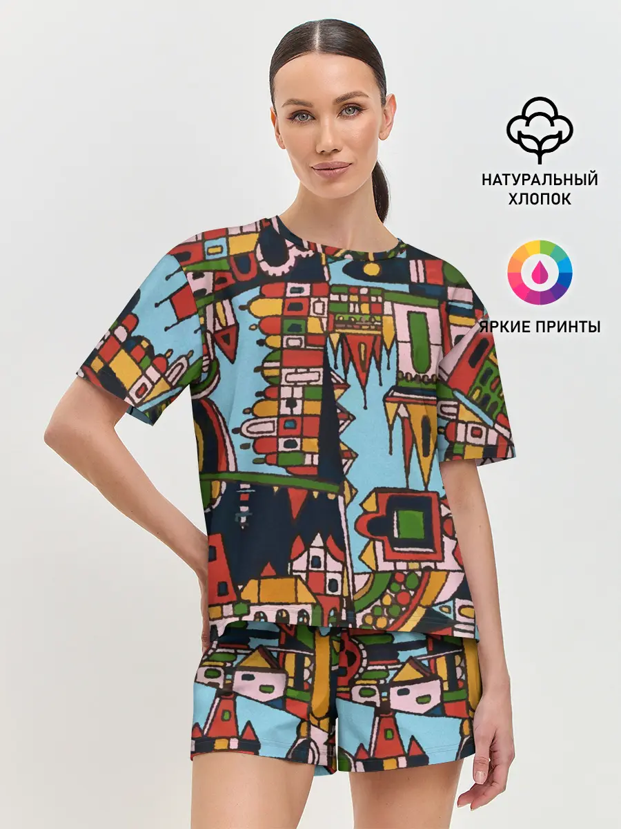 Женская пижама с шортами / Рождество в Праге