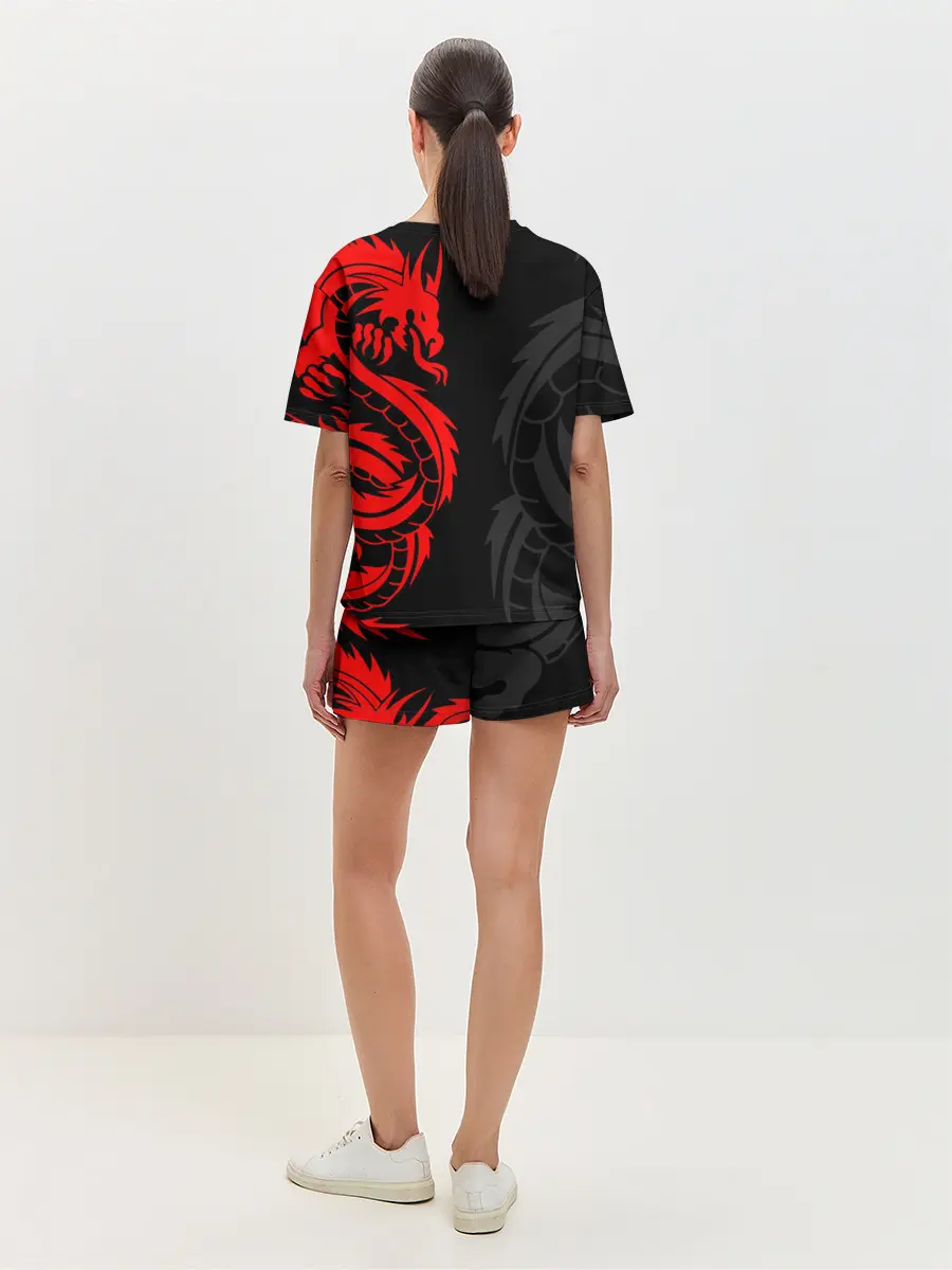 Женская пижама с шортами / КРАСНЫЙ ДРАКОН ТАТУ / RED DRAGON TATTOO