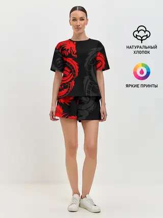 Женская пижама с шортами / КРАСНЫЙ ДРАКОН ТАТУ / RED DRAGON TATTOO