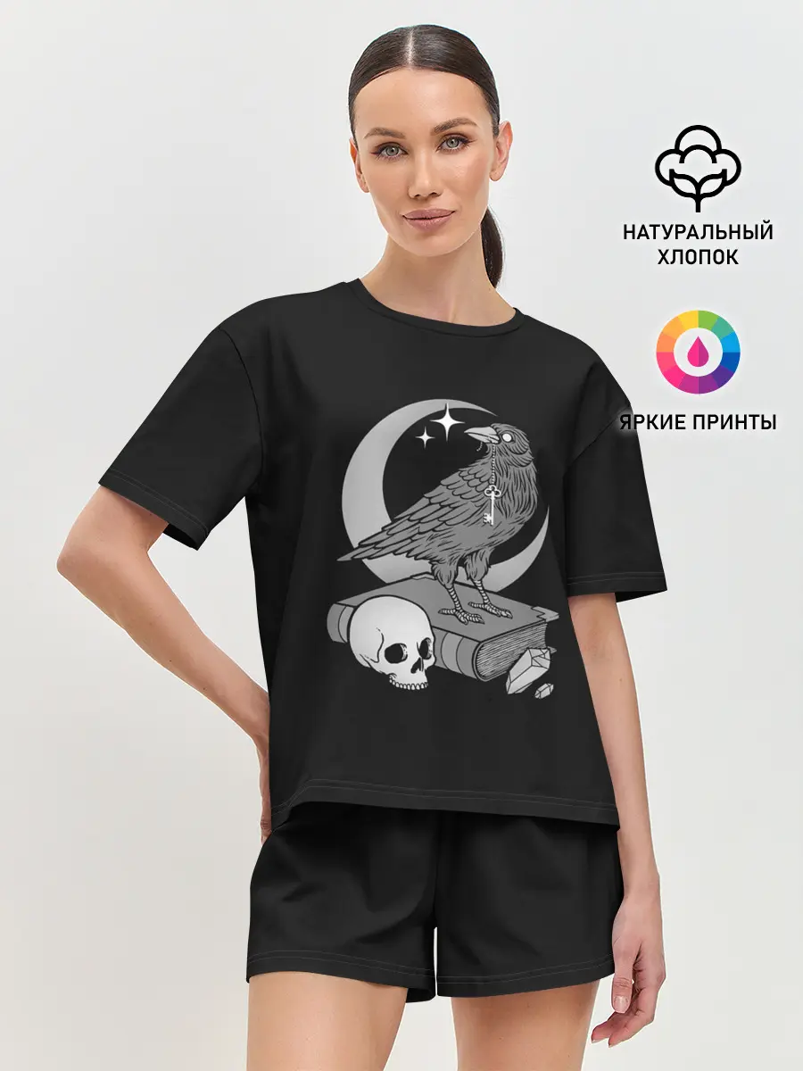 Женская пижама с шортами / Оккультная ворона
