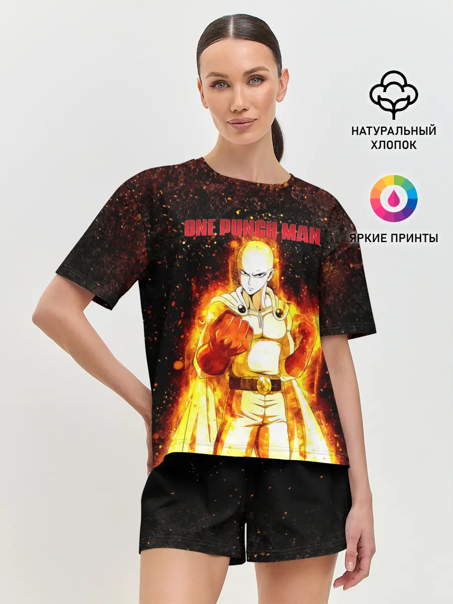 Женская пижама с шортами / Сайтама в огне | One Punch-Man