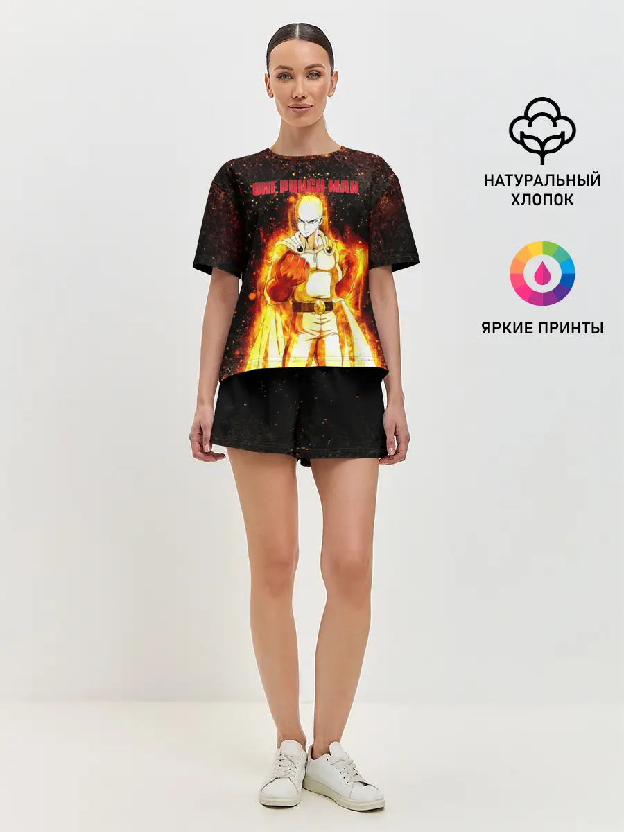 Женская пижама с шортами / Сайтама в огне | One Punch-Man