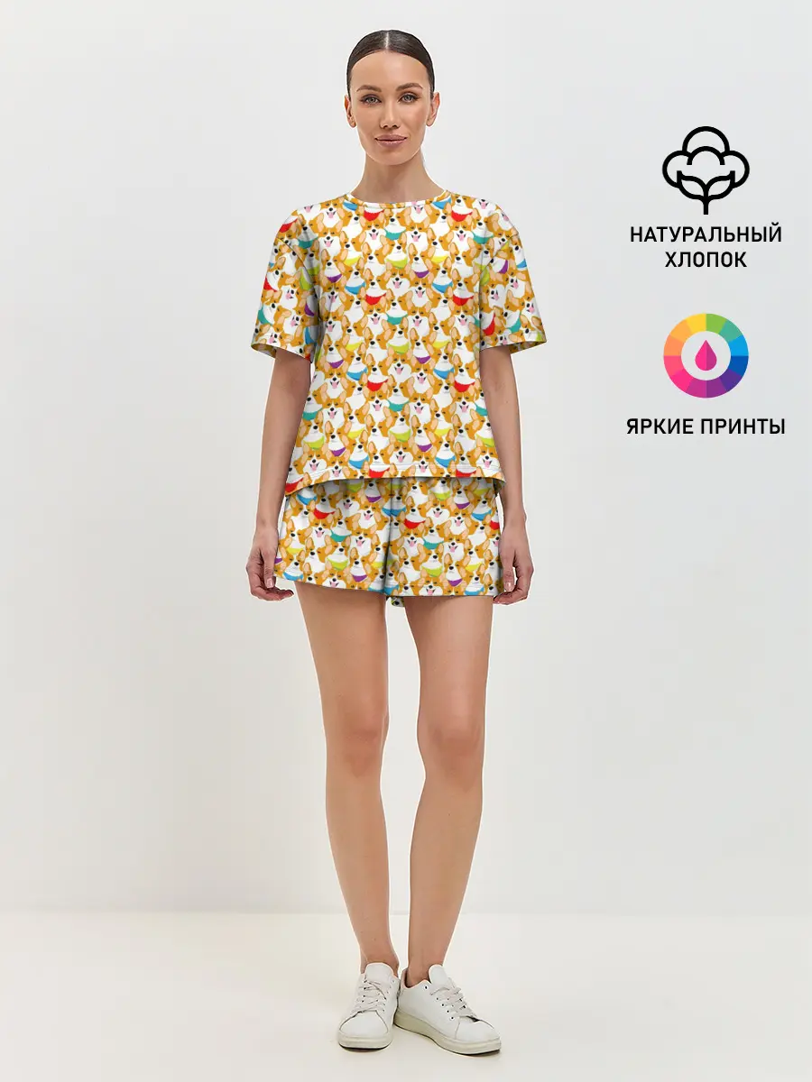 Женская пижама с шортами / Вельш-Корги Пемброк