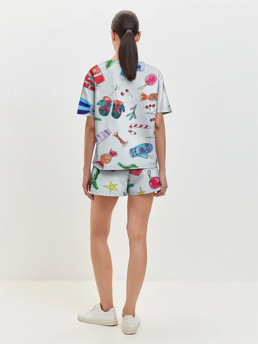 Женская пижама с шортами / шарики фонарики