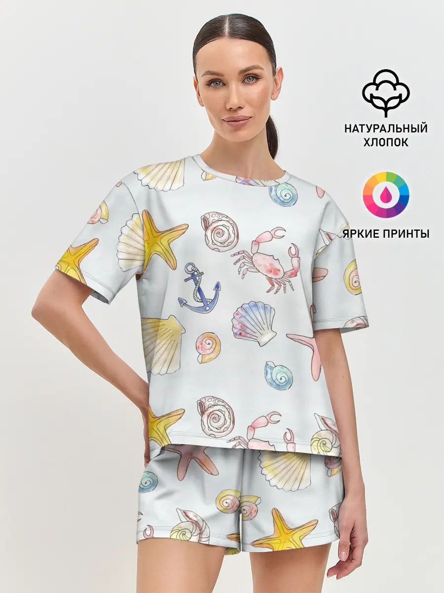 Женская пижама с шортами / морские ляльки