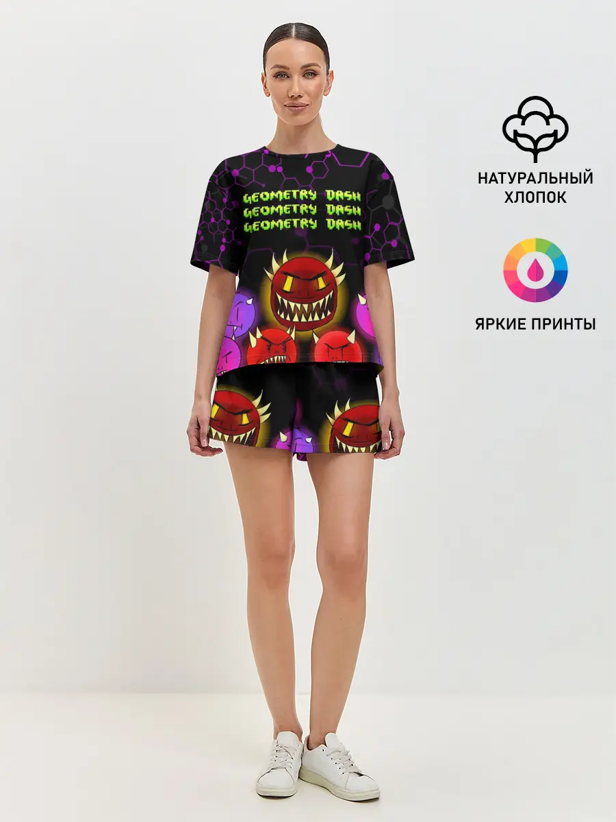 Женская пижама с шортами / GEOMETRY DASH DEMONS / ДЕМОНЫ