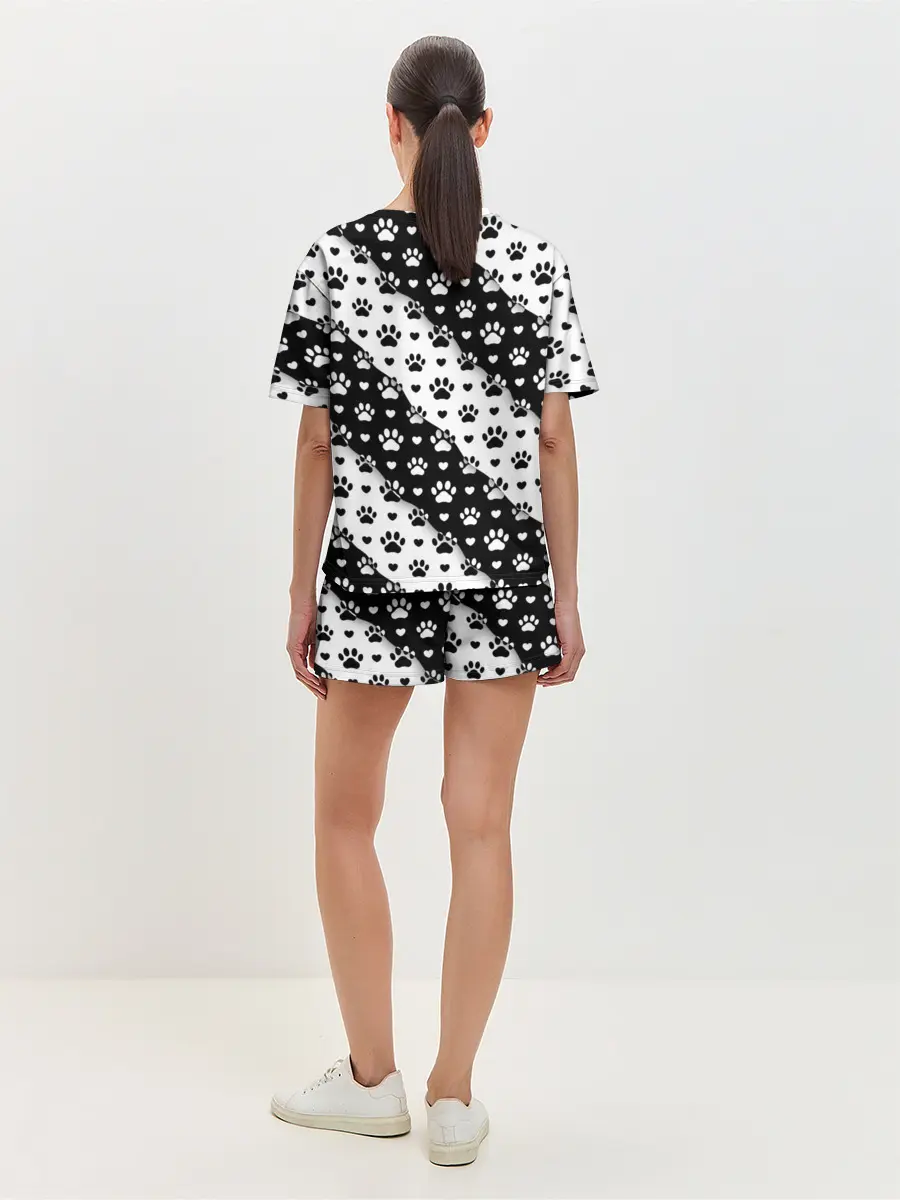 Женская пижама с шортами / Следы от Лап