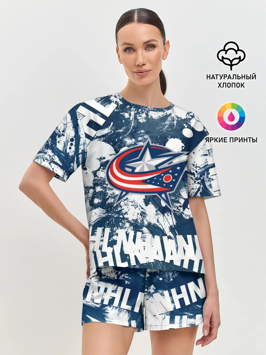 Женская пижама с шортами / Коламбус Блю Джекетс, Columbus Blue Jackets