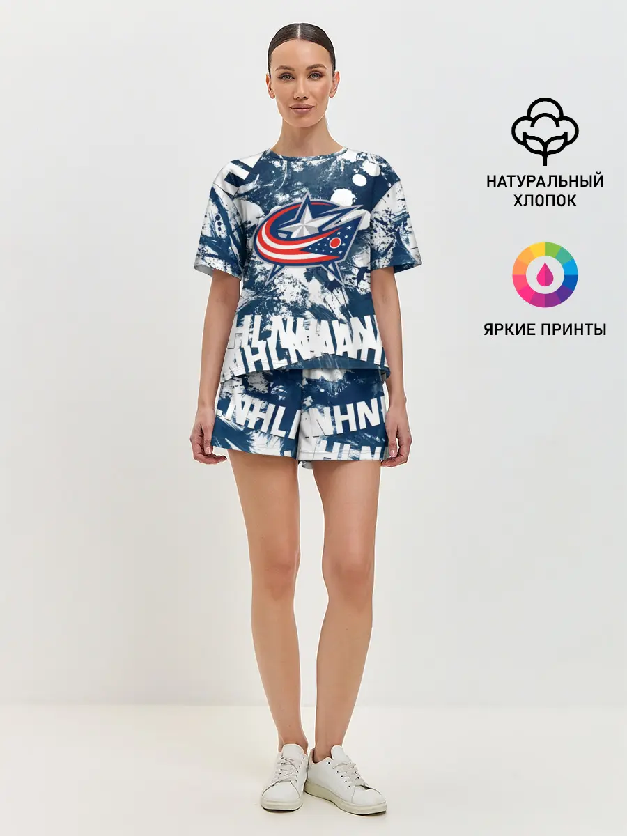 Женская пижама с шортами / Коламбус Блю Джекетс, Columbus Blue Jackets