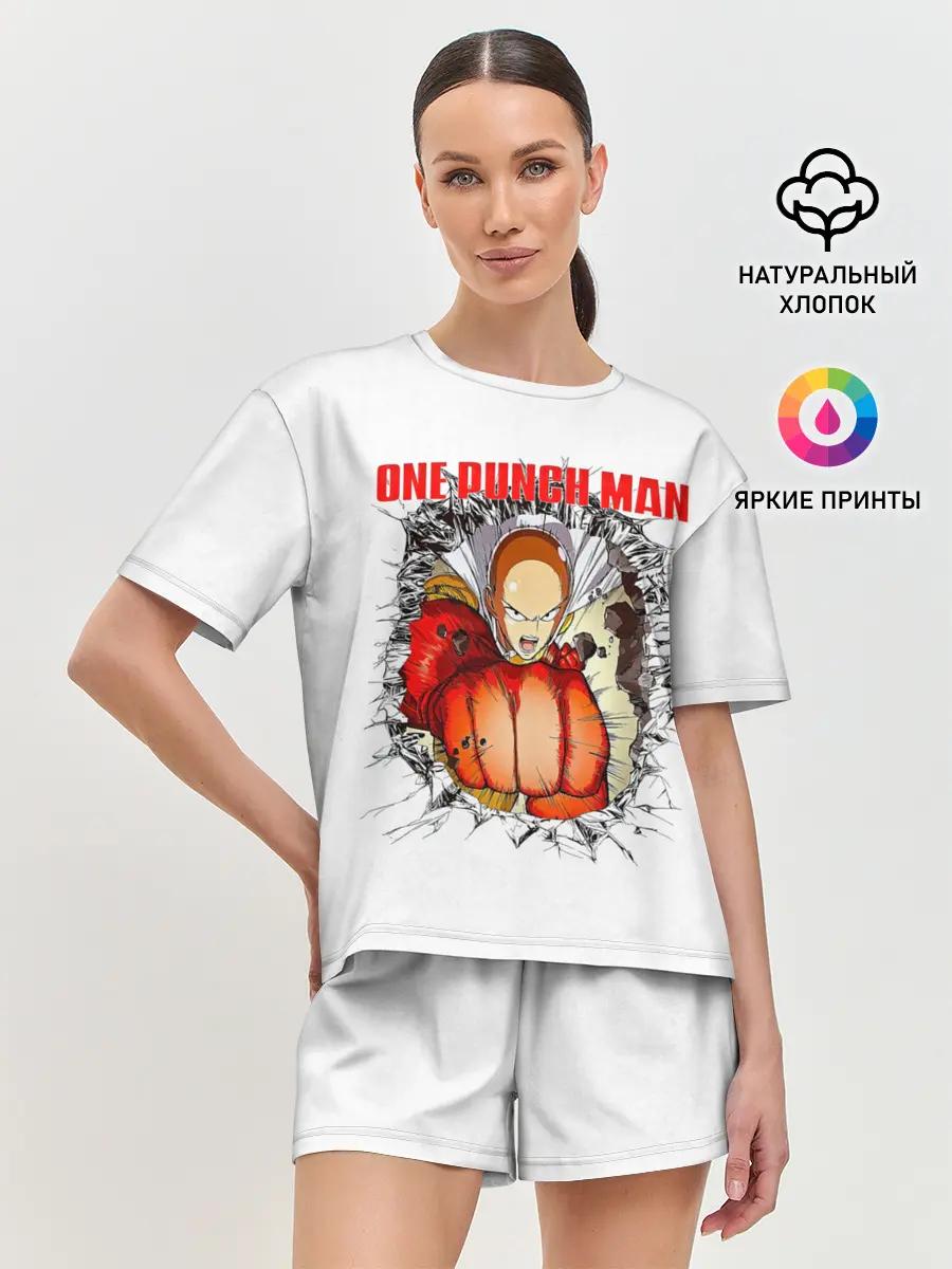Женская пижама с шортами / Удар сквозь стену One Punch-Man