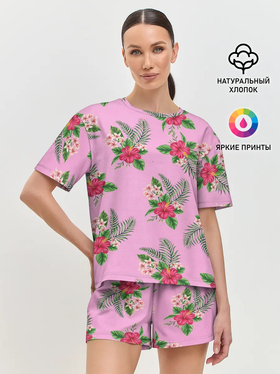 Женская пижама с шортами / Букеты лилий