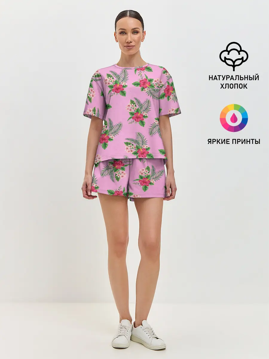 Женская пижама с шортами / Букеты лилий