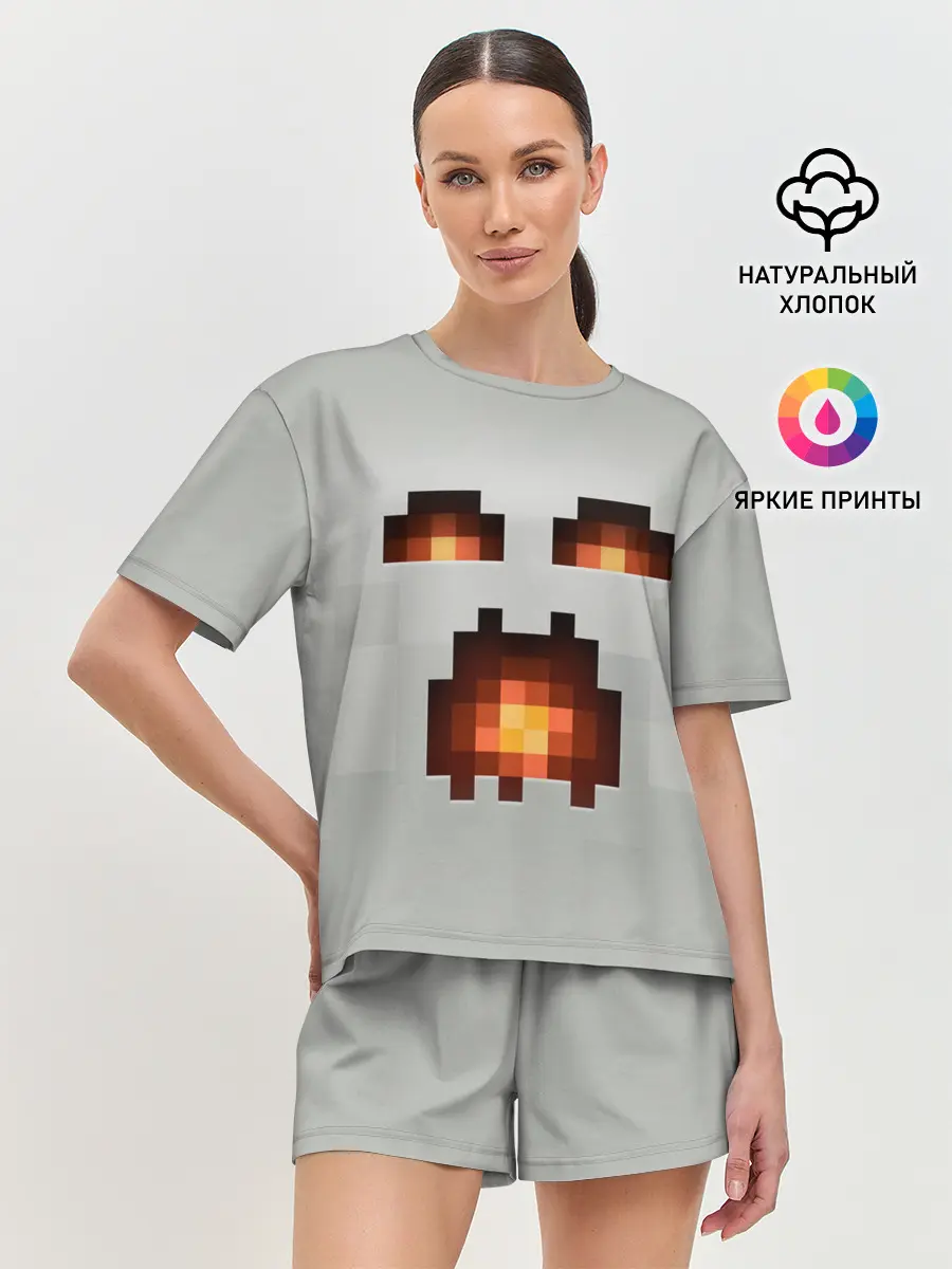 Женская пижама с шортами / МАЙНКРАФТ, ГАСТ ОГНЕННЫЙ