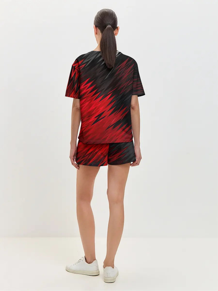 Женская пижама с шортами / ЧЁРНО КРАСНЫЕ КРАСКИ | RED BLACK STRIPES