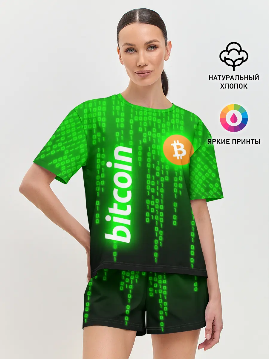 Женская пижама с шортами / BITCOIN / БИТКОИН / CRYPTO / КРИПТА