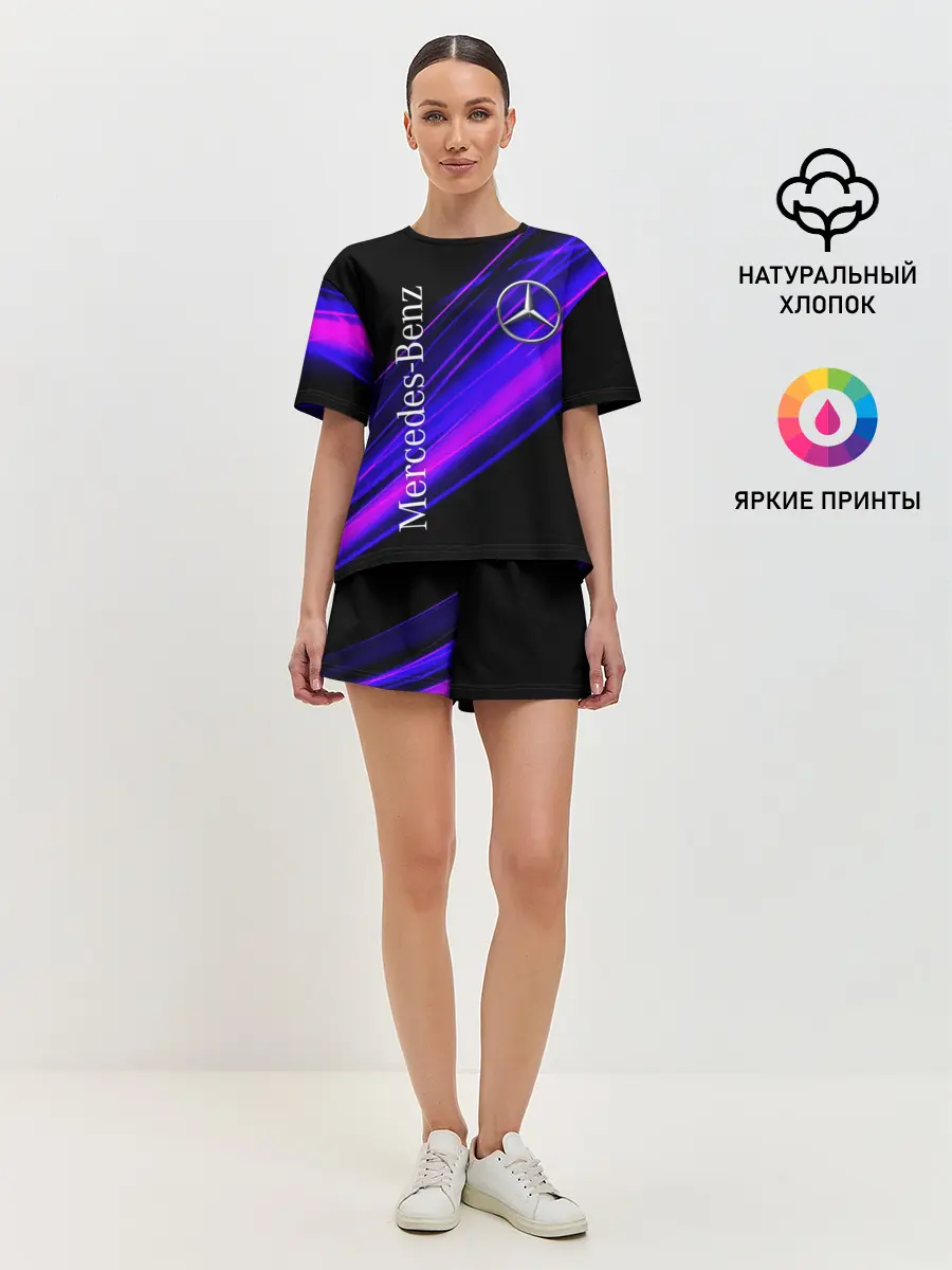 Женская пижама с шортами / MERCEDES-BENZ / МЕРСЕДЕС-БЕНЗ / ПУРПУРНЫЙ