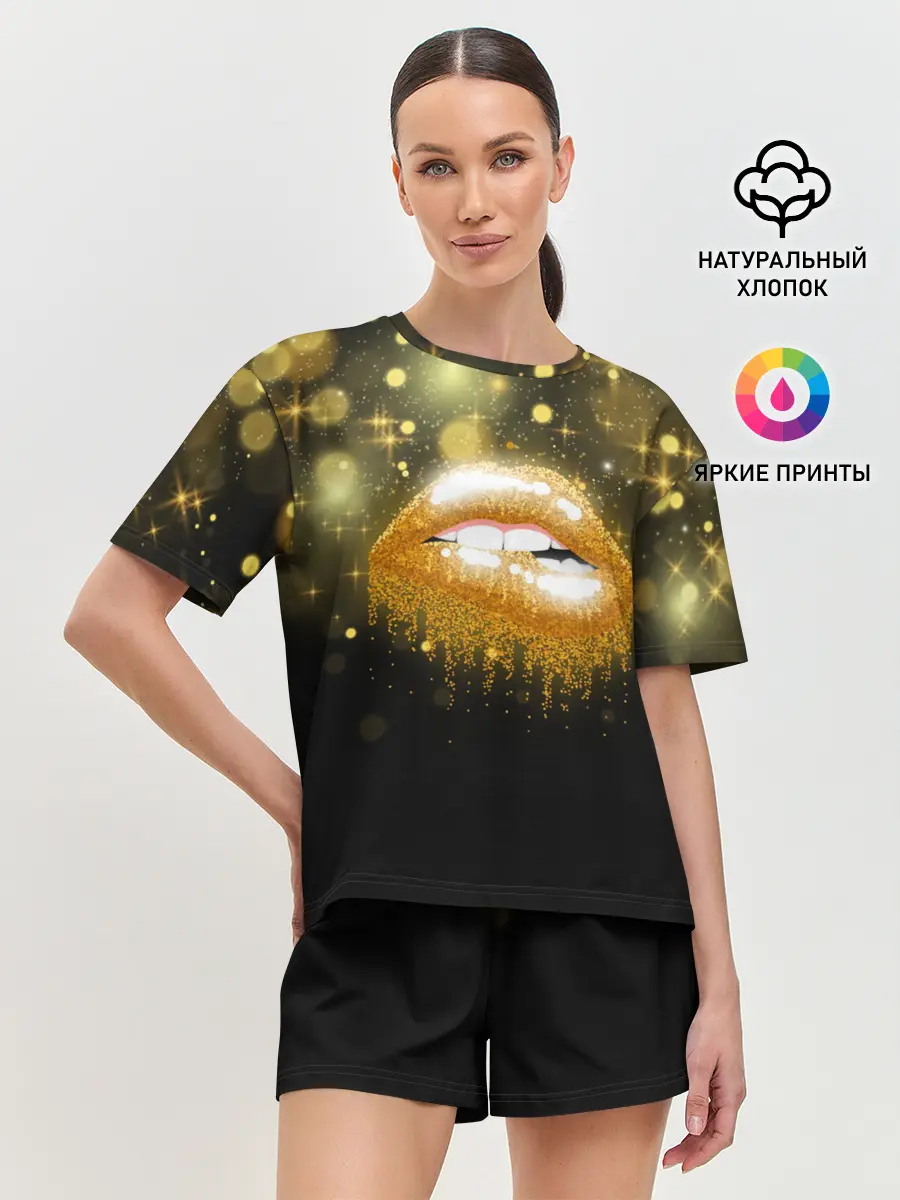 Женская пижама с шортами / Губы