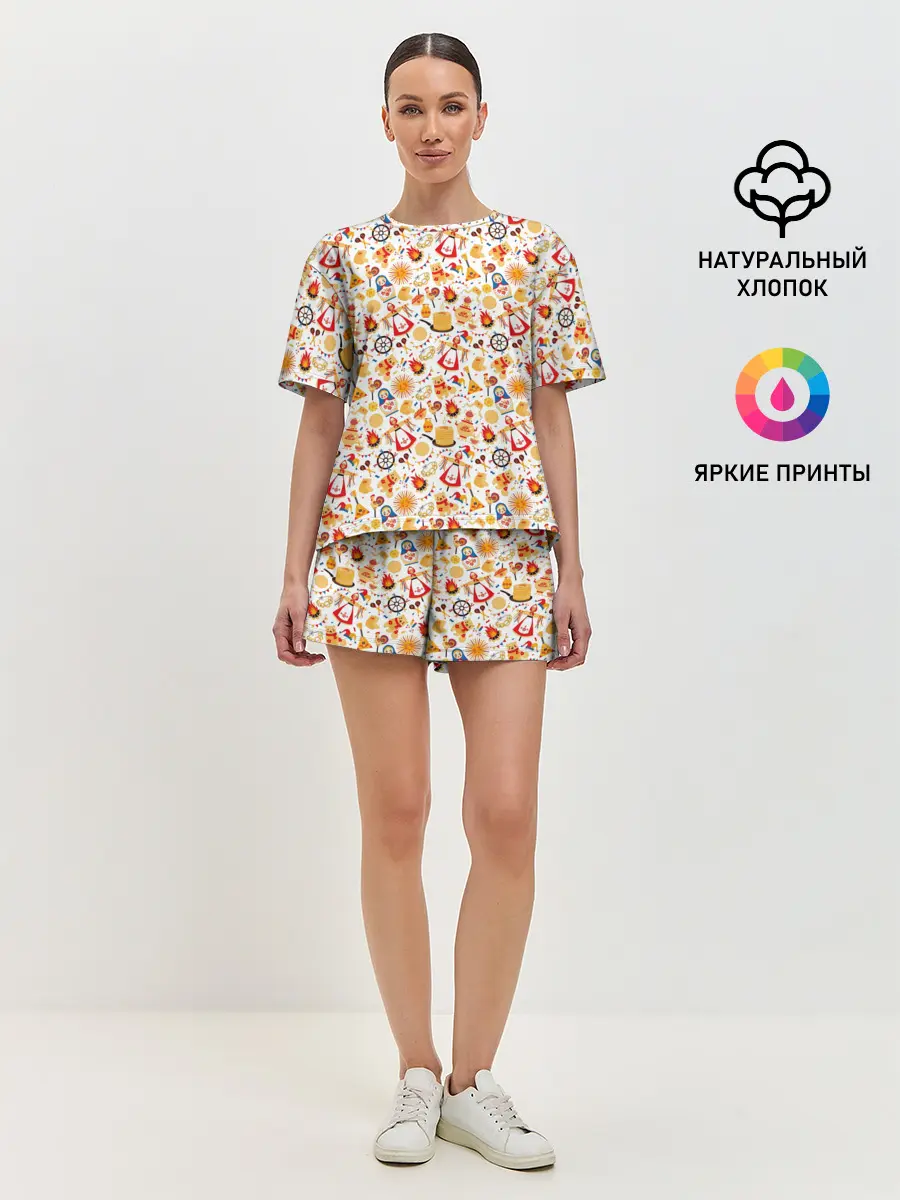 Женская пижама с шортами / Масленица