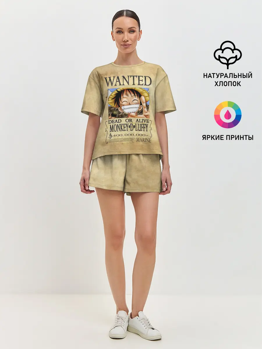 Женская пижама с шортами / Манки Д. Луффи в розыске One Piece