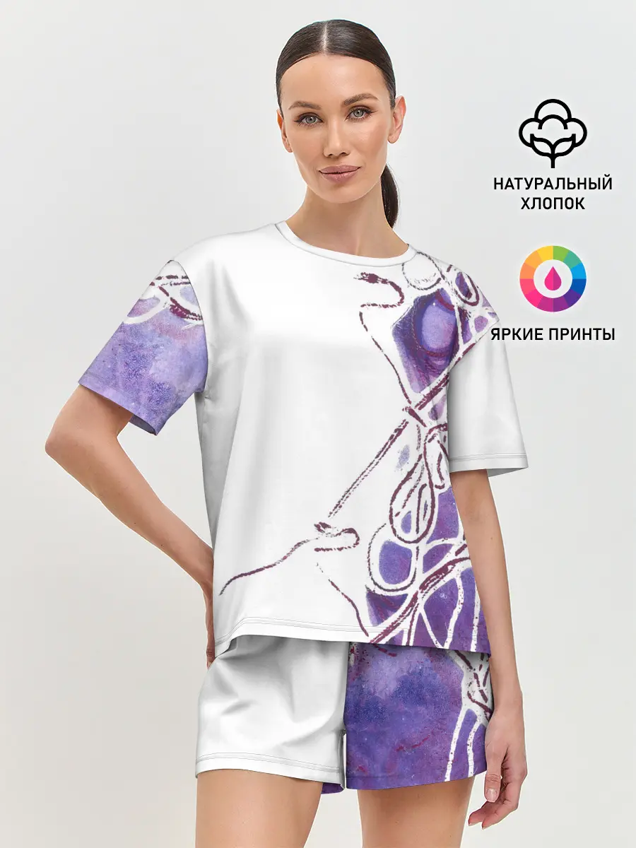 Женская пижама с шортами / Фиолетовые нити